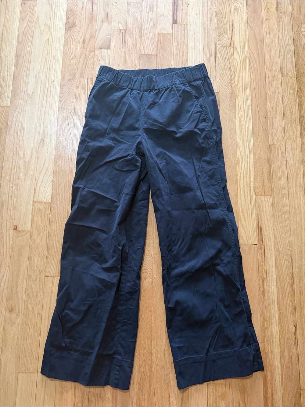 J. Crew Black Cotton Pull on Wide Leg Pants Sz MT Tall